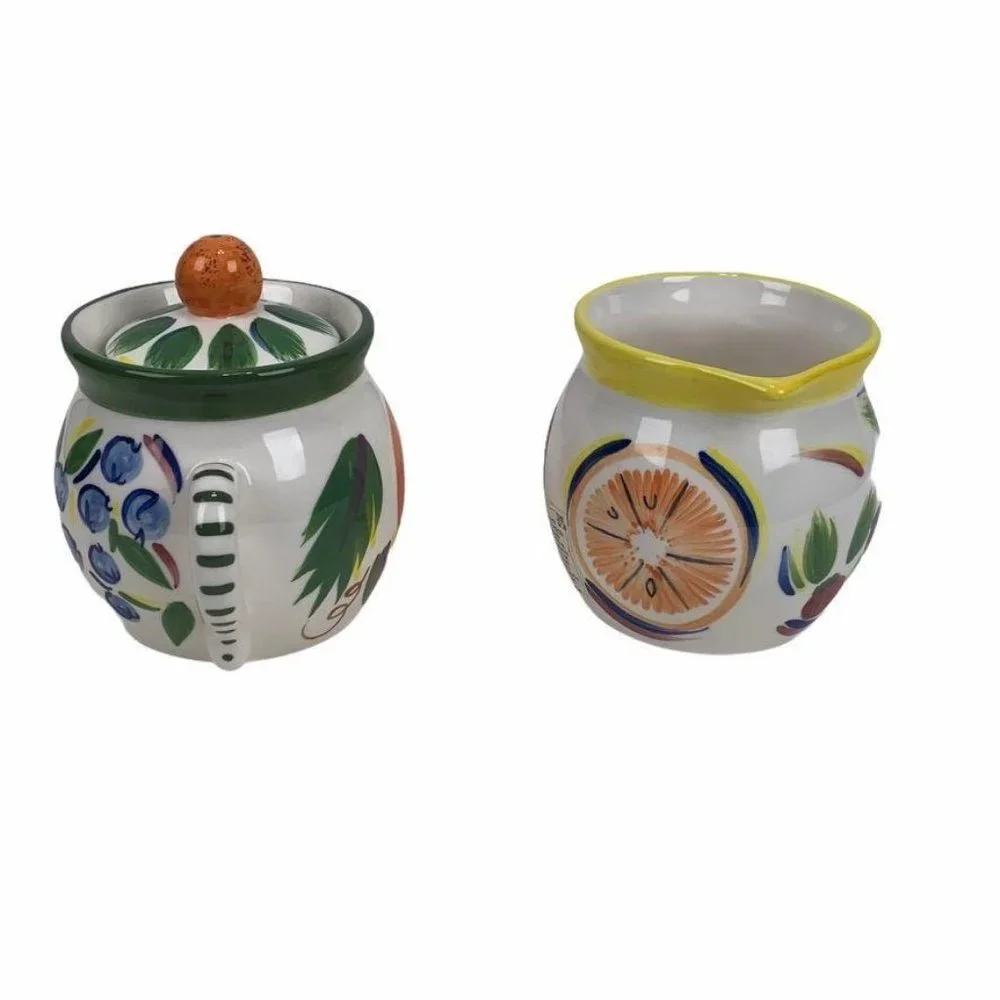 Sparta Group Handpainted Cream & Sugar Bowl‎ w/ Lid